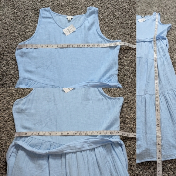 NWT J Crew Factory Blue Sleeveless Cotton Dress 14 - Picture 7 of 7